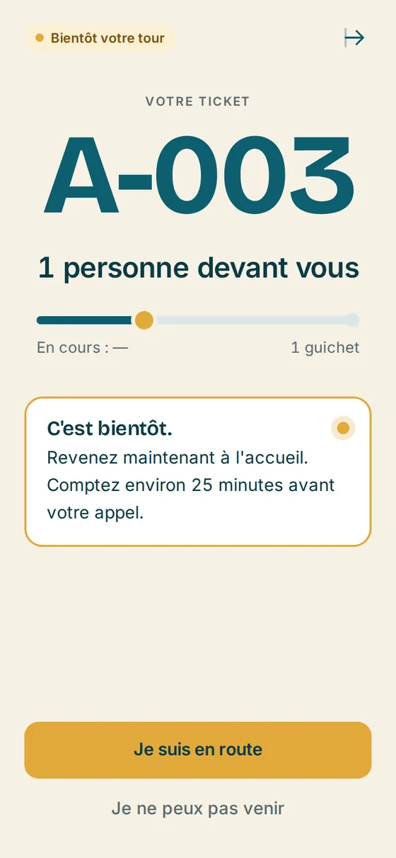 Prévenu — écran du client